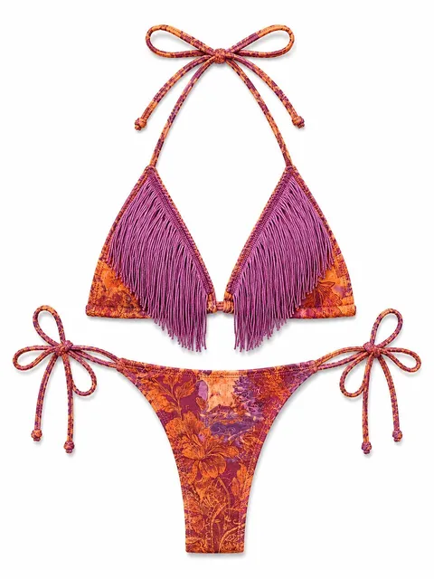 Swimsuit with fringed top