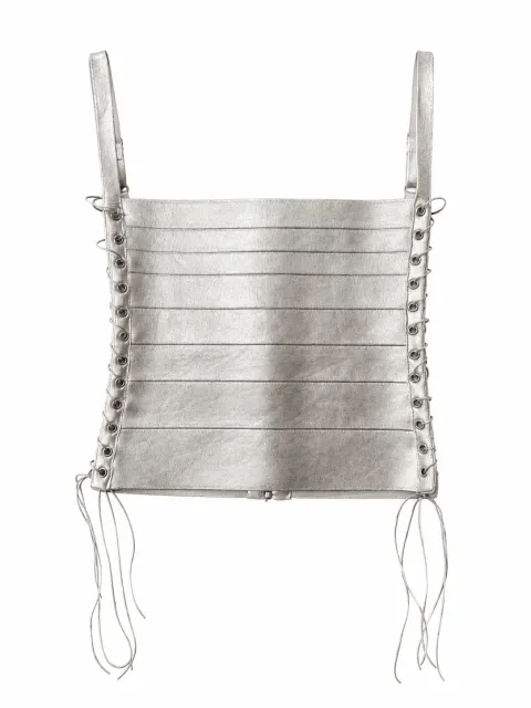 Metallic lace-up corset top