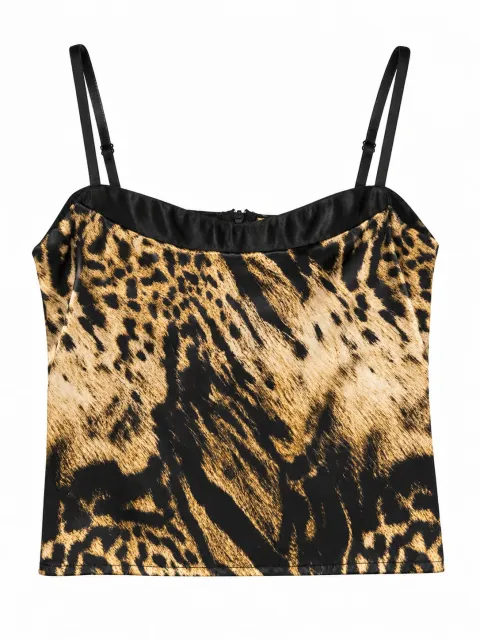 Leopard-print satin top