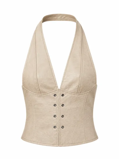 Leather halter top