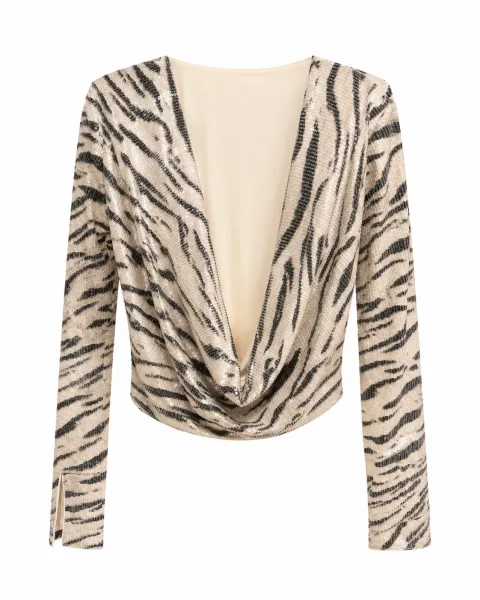 Deep draped-neckline top