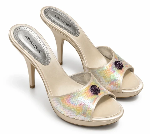 Sequinned heeled mules