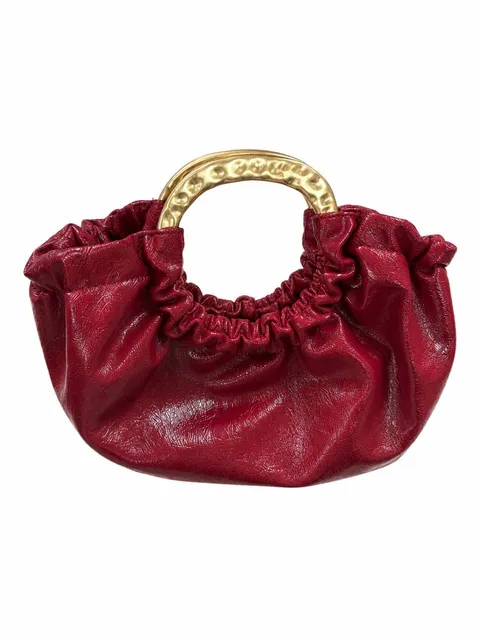 Red leather bag with gold handle