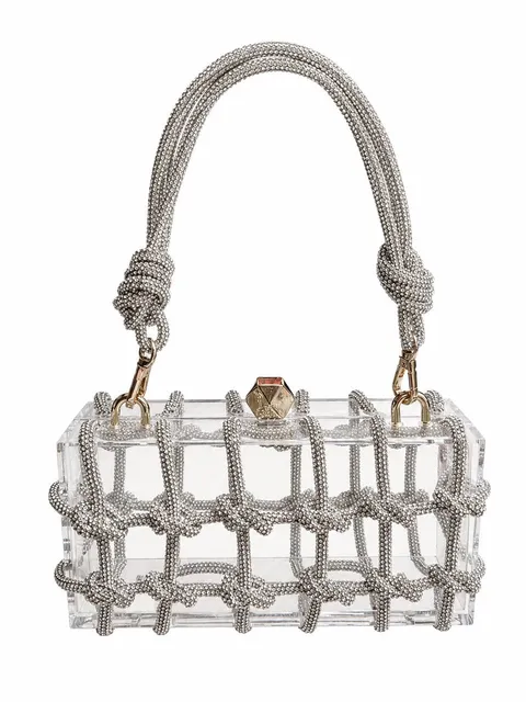 Transparent bag with rhinestones