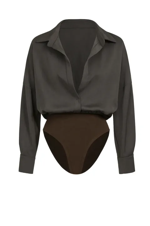 Satin bodysuit shirt