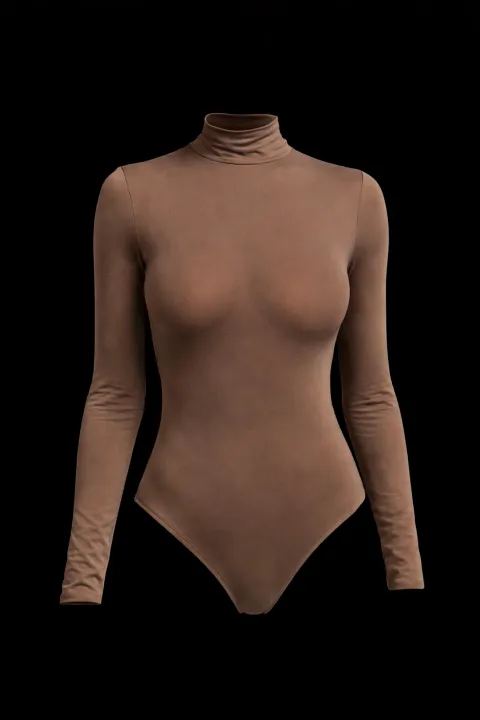 Brown high-neck bodysuit