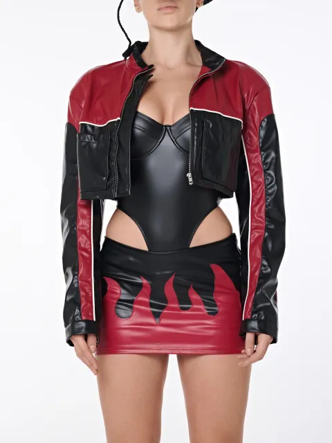 Black leather bodysuit
