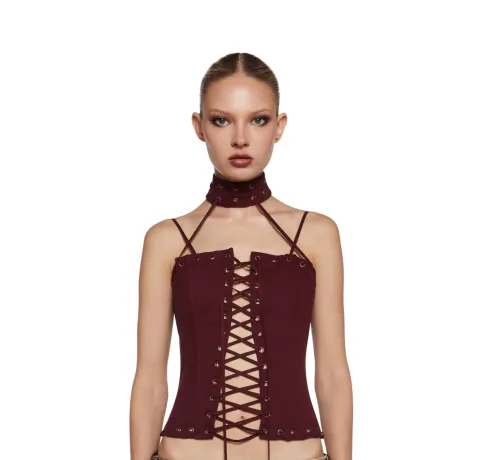 Burgundy corset top