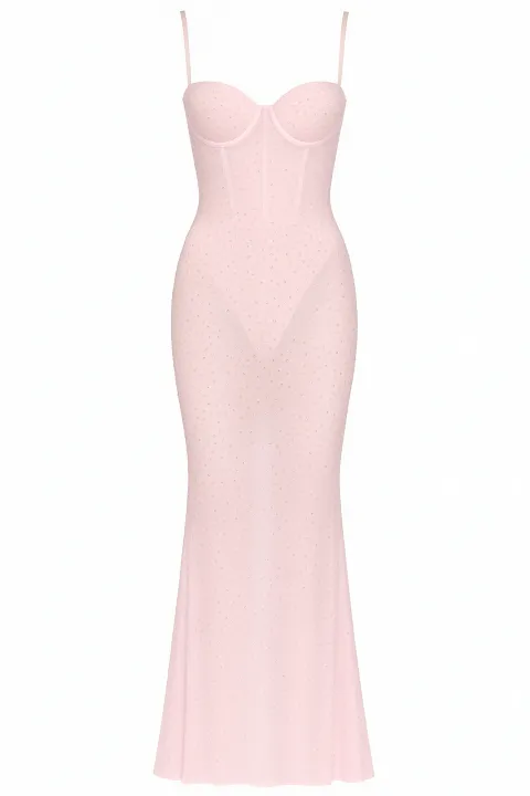 Sheer pink dress with crystals