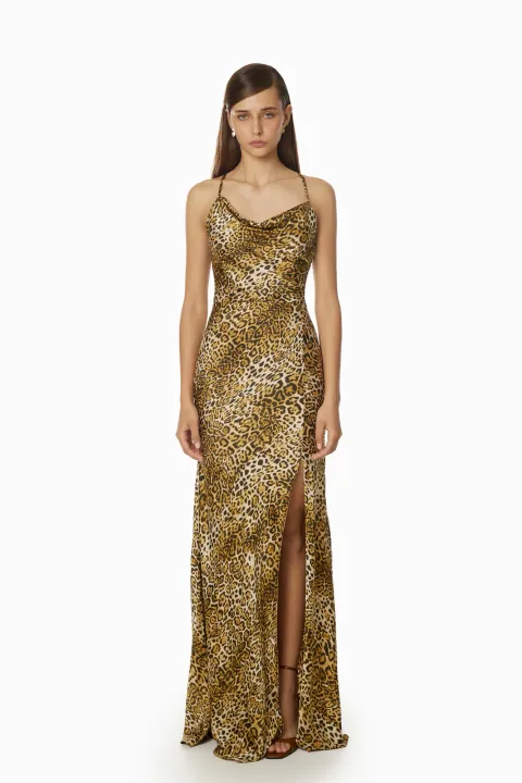 Leopard print slip dress