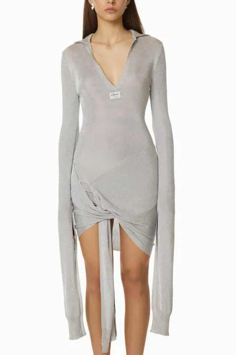 Grey Coperni dress with maxi sleeves