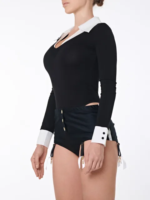 Mini shorts with side stripes and garter straps