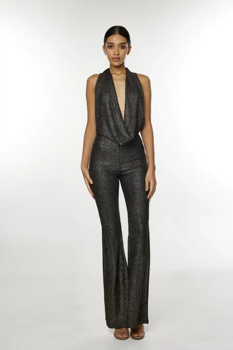 Lurex backless jumpsuit