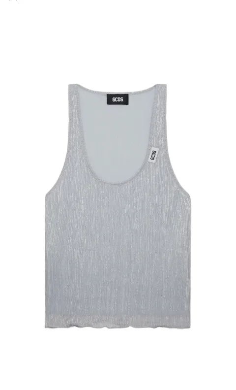 Sheer metallic tank top