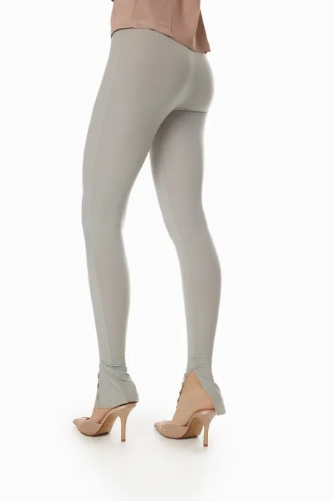 Grey-blue leggings with buttons
