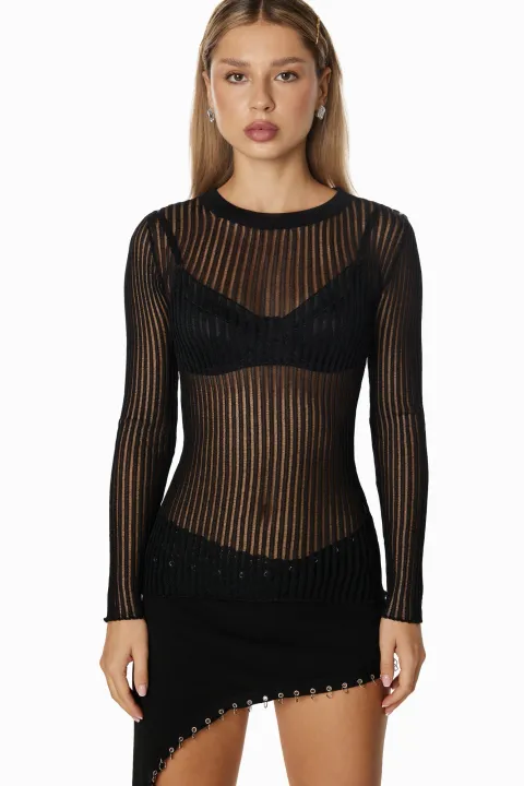 Black mesh long sleeve