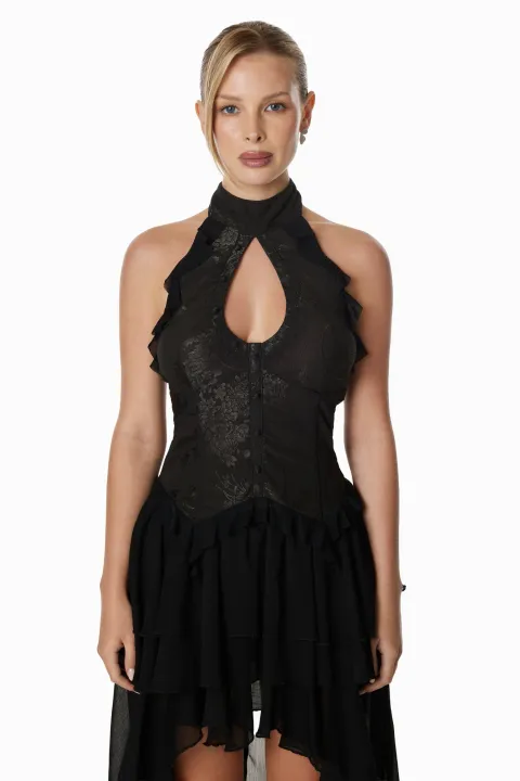Sheer halter corset top