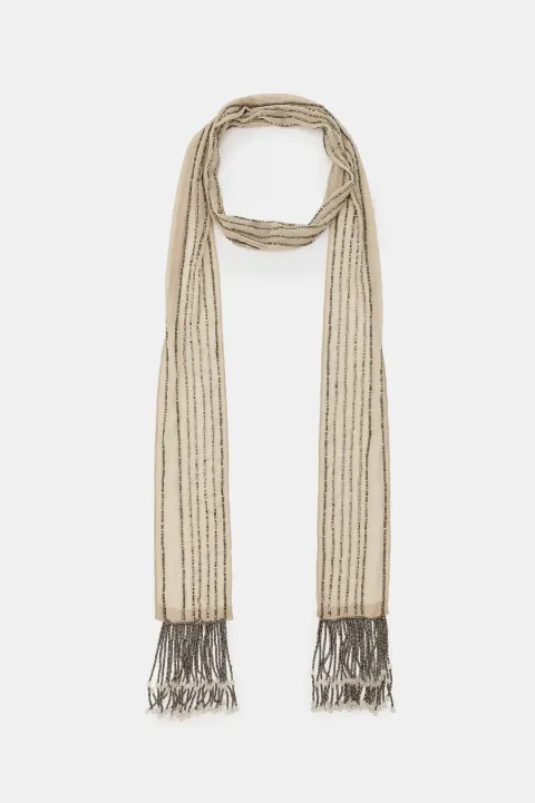 Sequin scarf with fringe