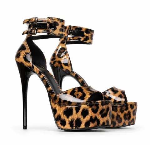 Leopard print high heel shoes