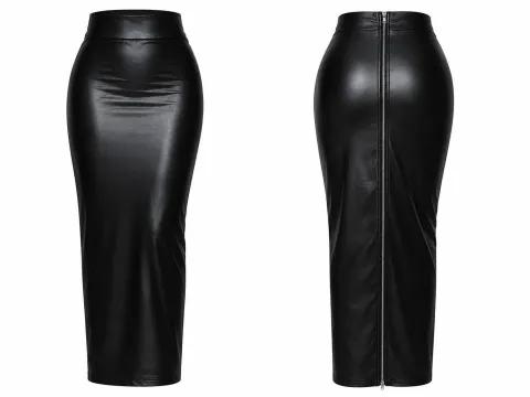 Leather pencil skirt with back zipper
