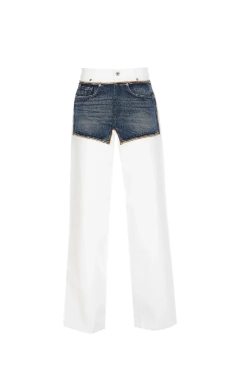 White jeans with shorts overlay