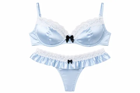 Satin lace bra and panties set