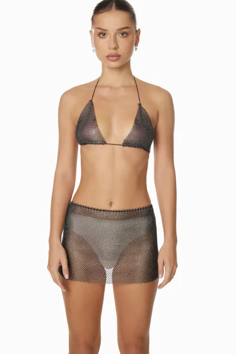 Mesh set with rhinestones