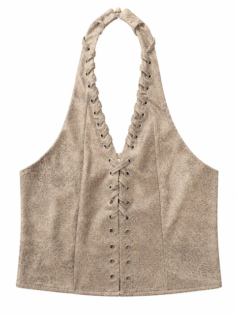 Lace-up halter top