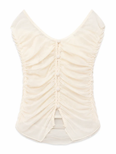 Buttoned draped top