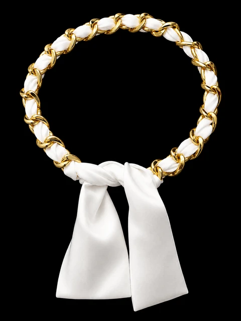 Ribbon belt with gold chain