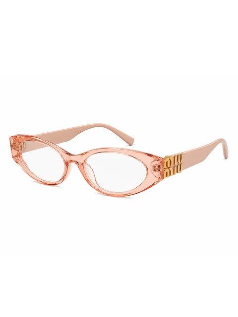 Oval pink-frame glasses