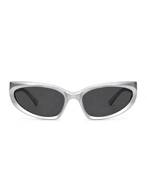 Narrow sunglasses with dark lenses