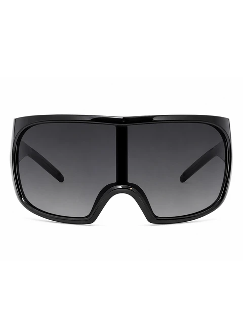 Wide black shield sunglasses