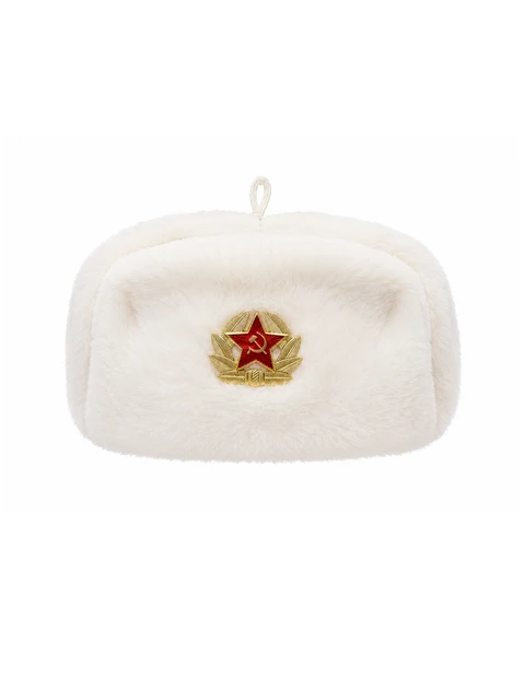 White Soviet-style ushanka