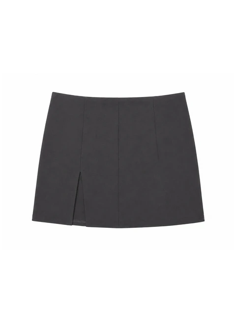 Black slit mini skirt