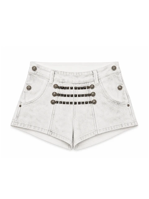 Denim shorts with studs