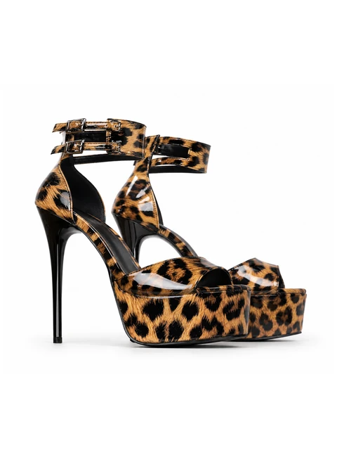 Leopard print high heel shoes