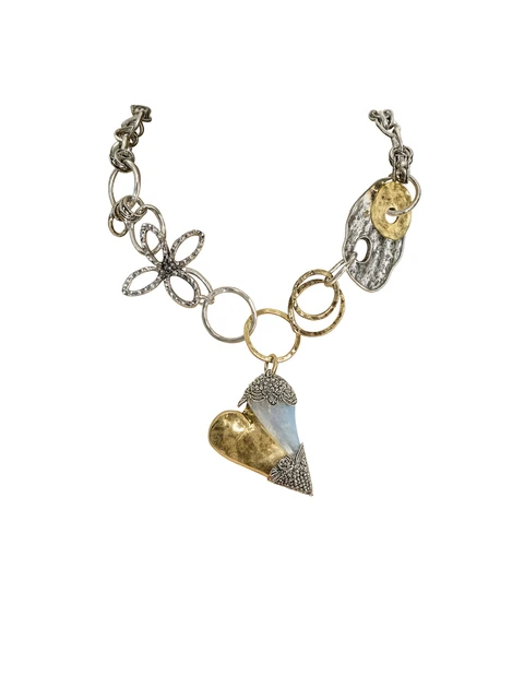 Silver and gold heart ring