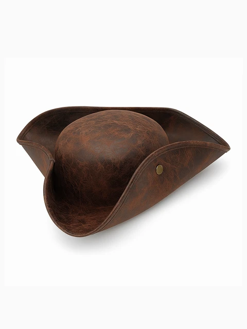 Brown leather pirate-style hat