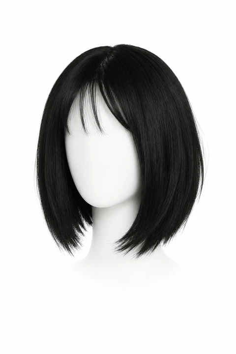 Black synthetic bob wig with bangs