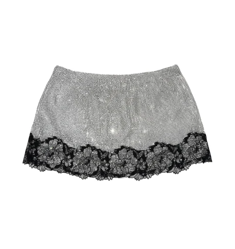 Rhinestone skirt with black lace