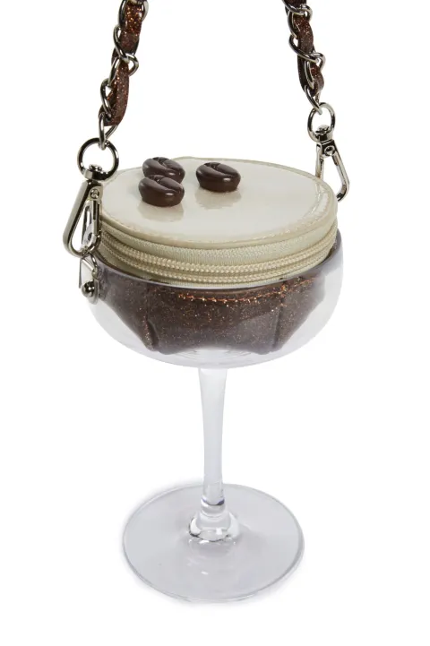 Glass-shaped bag on a chain