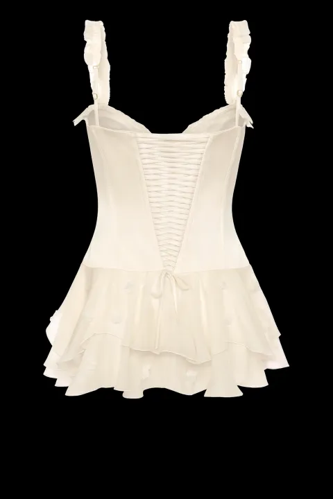 White jumpsuit with ruffles