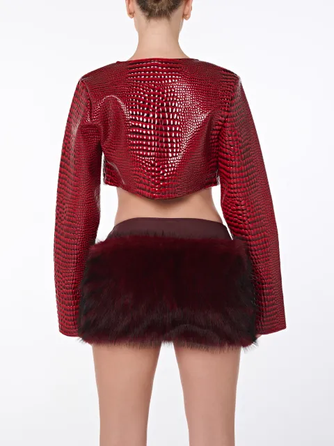 Burgundy fur set with leather insert