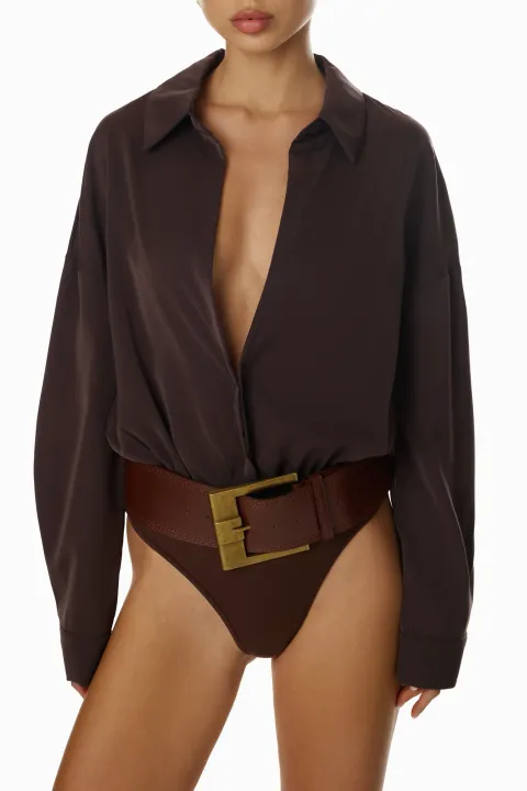 Brown faux leather belt