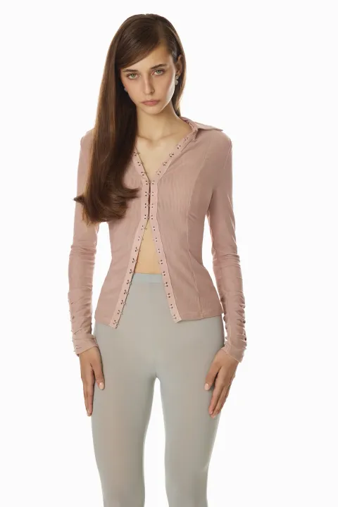 Grey-blue leggings with buttons