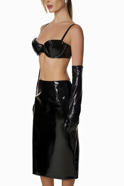 Black leather gloves