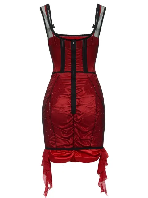 Double-layer dress with transparent top and stones