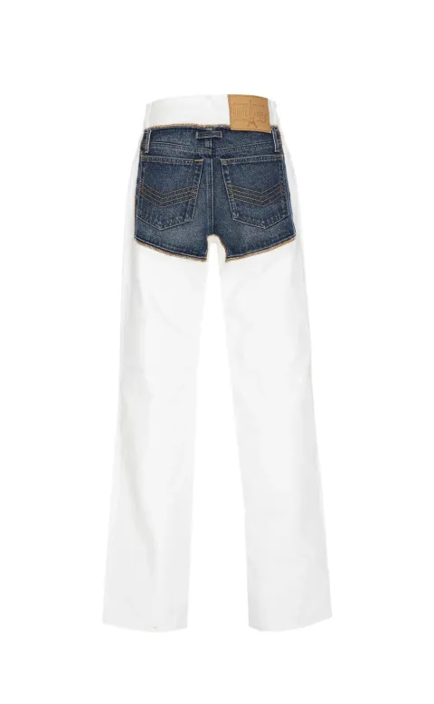 White jeans with shorts overlay